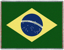 Brazil National Flag - Cotton Woven Blanket Throw - Made in the USA (72x54) Tapestry Throw