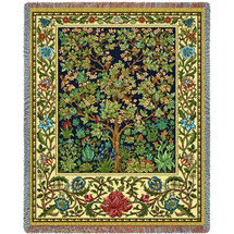 Tree of Life - Arts And Crafts - William Morris - Cotton Woven Blanket Throw - Made in the USA (72x54) Tapestry Throw