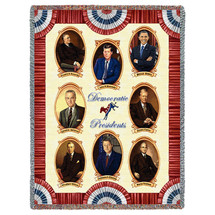 Great Democratic Presidents - Roosevelt Kennedy Obama Johnson Carter Wilson Clinton Truman - Cotton Woven Blanket Throw - Made in the USA (72x54) Tapestry Throw