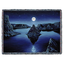 Moon Spirit - Kurt C Burmann - Cotton Woven Blanket Throw - Made in the USA (72x54) Tapestry Throw