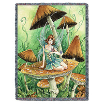 Among the Mushrooms - Meredith Dillman - Cotton Woven Blanket Throw - Made in the USA (72x54) Tapestry Throw
