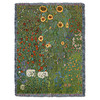 Farm Garden with Sunflowers - Gustav Klimt - Cotton Woven Blanket Throw - Made in the USA (72x54) Tapestry Throw