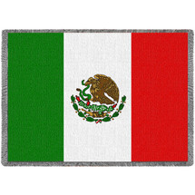 Mexico Flag - Cotton Woven Blanket Throw - Made in the USA (70x50) Afghan