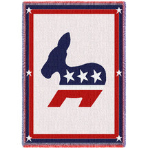 Democratic Party Donkey DNC Symbol - Cotton Woven Blanket Throw - Made in the USA (70x50) Afghan
