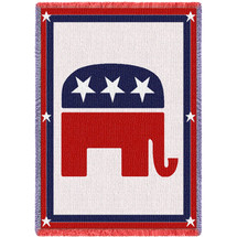 Republican Party Elephant GOP Symbol - Cotton Woven Blanket Throw - Made in the USA (70x50) Afghan