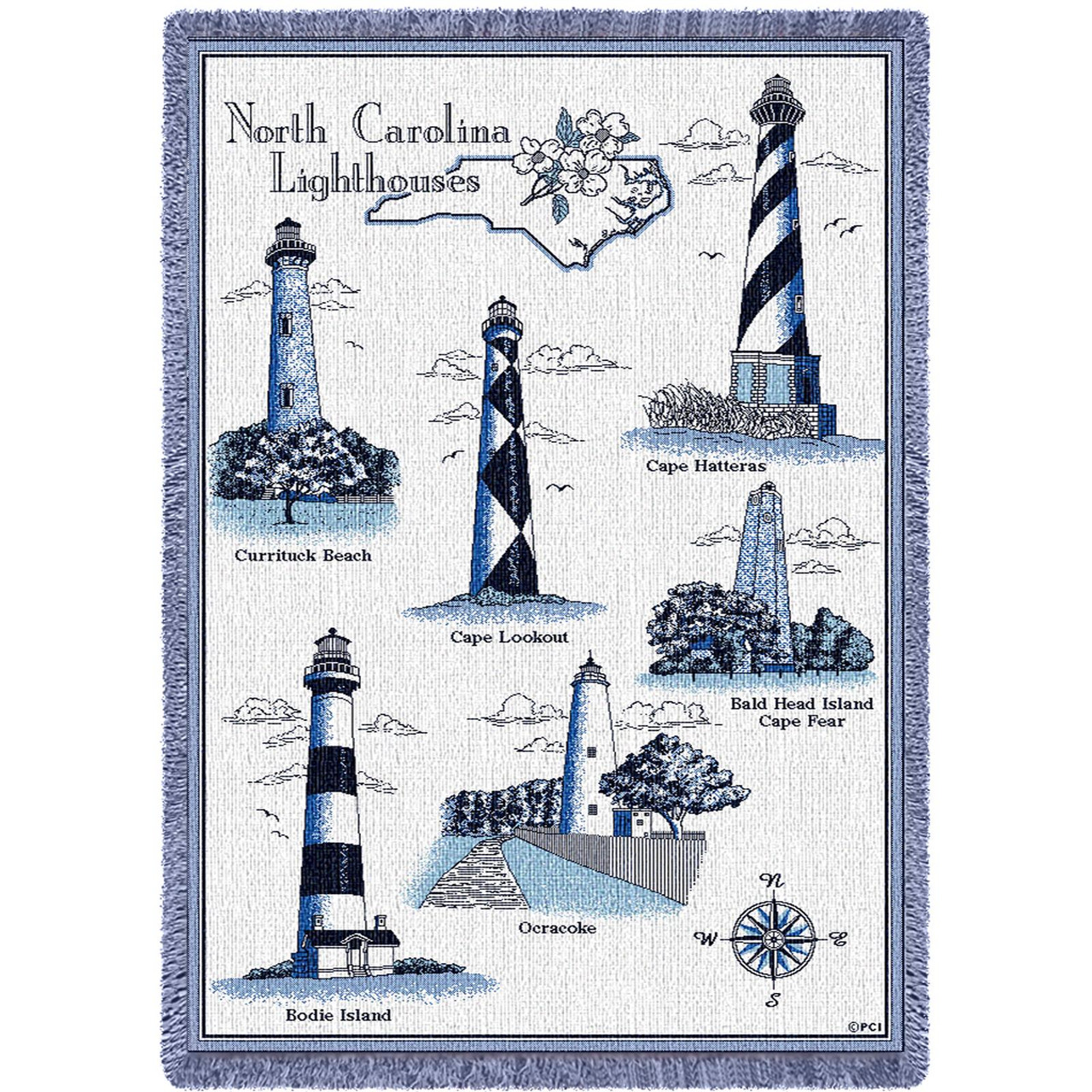 North Carolina Lighthouses Hatteras & 3 More Tapestry Pillow New Lighthouses 