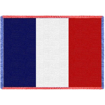 France Flag - Cotton Woven Blanket Throw - Made in the USA (70x50) Afghan