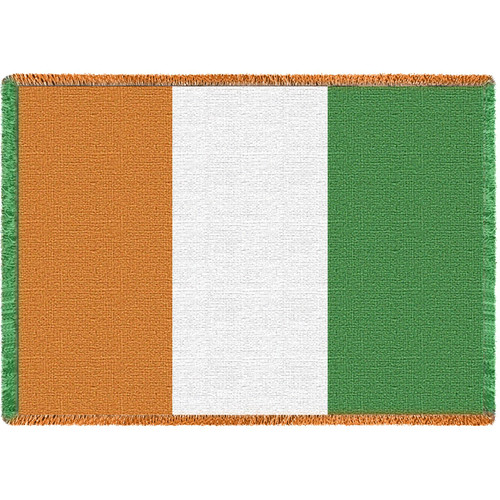 Ireland Flag - Cotton Woven Blanket Throw - Made in the USA (70x50) Afghan