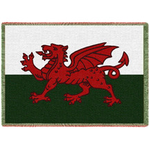Wales - Welsh Dragon Flag - Cotton Woven Blanket Throw - Made in the USA (70x50) Afghan
