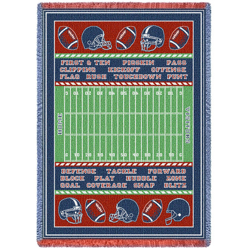 Sports - Football Field - Cotton Woven Blanket Throw - Made in the USA (70x50) Afghan