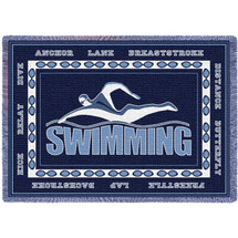 Sports - Swimming - Cotton Woven Blanket Throw - Made in the USA (70x50) Afghan