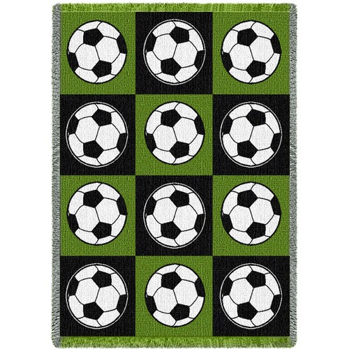 Sports - Soccer Balls - Cotton Woven Blanket Throw - Made in the USA (70x50) Afghan