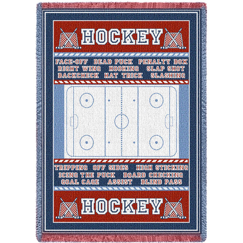 Sports - Hockey Field - Cotton Woven Blanket Throw - Made in the USA (70x50) Afghan