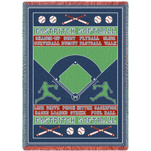 Sports - Fast Pitch Softball Field - Cotton Woven Blanket Throw - Made in the USA (70x50) Afghan