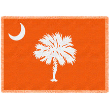 South Carolina State - Palmetto Moon Orange - Cotton Woven Blanket Throw - Made in the USA (70x50) Afghan