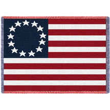 United States - Betsy Ross American Flag - Cotton Woven Blanket Throw - Made in the USA (70x50) Afghan