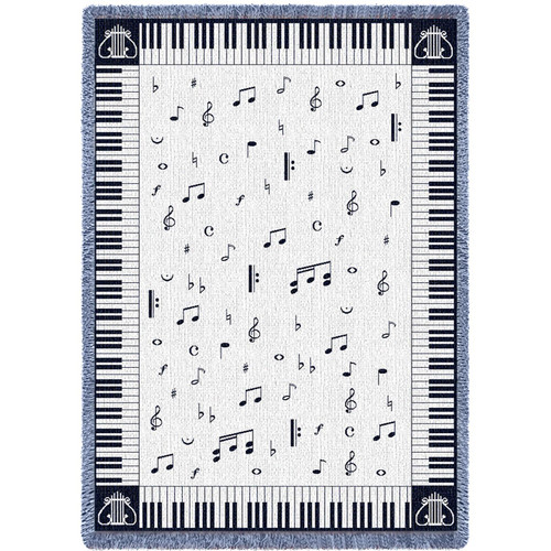 Chords Music Notes - Cotton Woven Blanket Throw - Made in the USA (70x50) Afghan