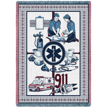 Medical Professional - EMS - First Responders - Star of Life - Cotton Woven Blanket Throw - Made in the USA (70x50) Afghan