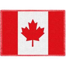 Canada Flag - Cotton Woven Blanket Throw - Made in the USA (70x50) Afghan