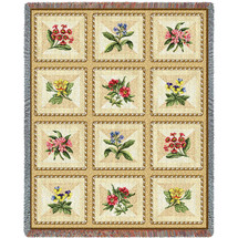 French Floral - Susan Welsch - Cotton Woven Blanket Throw - Made in the USA (72x54) Tapestry Throw