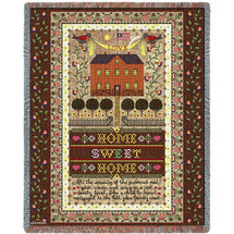 Home Sweet Home - Sampler - Charles Wysocki - Cotton Woven Blanket Throw - Made in the USA (72x54) Tapestry Throw