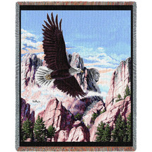 Let Freedom Ring - Eagle Mount Rushmore - Don Balke - Cotton Woven Blanket Throw - Made in the USA (72x54) Tapestry Throw