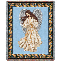 Guardian Angel 1 - Cotton Woven Blanket Throw - Made in the USA (72x54) Tapestry Throw
