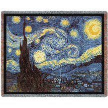 Starry Night - Vincent van Gogh - Cotton Woven Blanket Throw - Made in the USA (72x54) Tapestry Throw