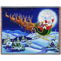 Christmas Magic - Cotton Woven Blanket Throw - Made in the USA (72x54) Tapestry Throw