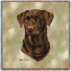 Labrador Retriever Chocolate Lab - Robert May - Lap Square Cotton Woven Blanket Throw - Made in the USA (54x54) Lap Square