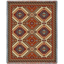 Kilim - Southwest Native American Inspired Tribal Camp - Cotton Woven Blanket Throw - Made in the USA (72x54) Tapestry Throw