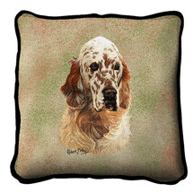 Pure Country Weavers - English Setter Textured Hand Finished Elegant Woven Throw Pillow Cover 100% Cotton Made in the USA Size 17x17 Pillow
