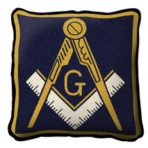 Masonic Emblem Textured Hand Finished Elegant Woven Pillowby Pure Country Weavers. Made in the USA. Size 17x17 Pillow