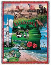 State of Alabama - Cotton Woven Blanket Throw - Made in the USA (72x54) Tapestry Throw