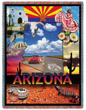 State of Arizona - Cotton Woven Blanket Throw - Made in the USA (72x54) Tapestry Throw