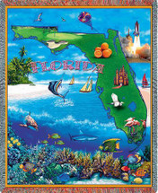 State of Florida - Cotton Woven Blanket Throw - Made in the USA (72x54) Tapestry Throw