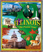 State of Illinois - Cotton Woven Blanket Throw - Made in the USA (72x54) Tapestry Throw