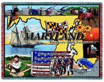 State of Maryland - Cotton Woven Blanket Throw - Made in the USA (72x54) Tapestry Throw