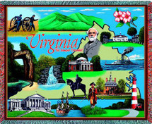 State of Virginia - Cotton Woven Blanket Throw - Made in the USA (72x54) Tapestry Throw
