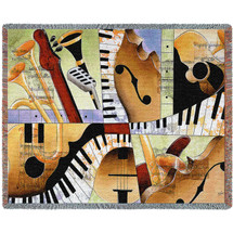 Jazz Medley I - Tom Grijalva - Cotton Woven Blanket Throw - Made in the USA (72x54) Tapestry Throw