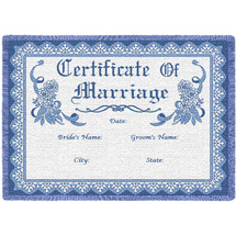 Certificate Of Marriage Blue Blanket Afghan