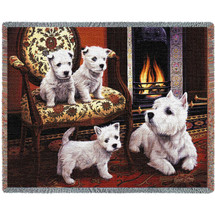 West Highland White Terrier - Robert May - Cotton Woven Blanket Throw - Made in the USA (72x54) Tapestry Throw