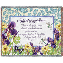 My Loving Sister Poem - Audrey Jean Roberts - Cotton Woven Blanket Throw - Made in the USA (72x54) Tapestry Throw
