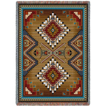 Brazos - Southwest Native American Inspired Tribal Camp - Cotton Woven Blanket Throw - Made in the USA (72x54) Tapestry Throw