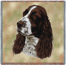 English Springer Spaniel - Robert May - Lap Square Cotton Woven Blanket Throw - Made in the USA (54x54) Lap Square