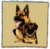 German Shepherd with Puppy - Robert May - Lap Square Cotton Woven Blanket Throw - Made in the USA (54x54) Lap Square