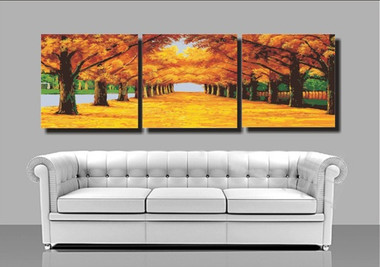 Golden Leaves Trees  (set of 3)
