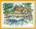 Cross Stitch Kits - Lake side cabin