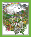 Rainbow and Flowers Cross Stitch Kit 43x51cm