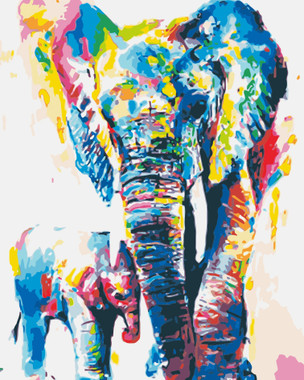 Colourful Father and Son elephant
